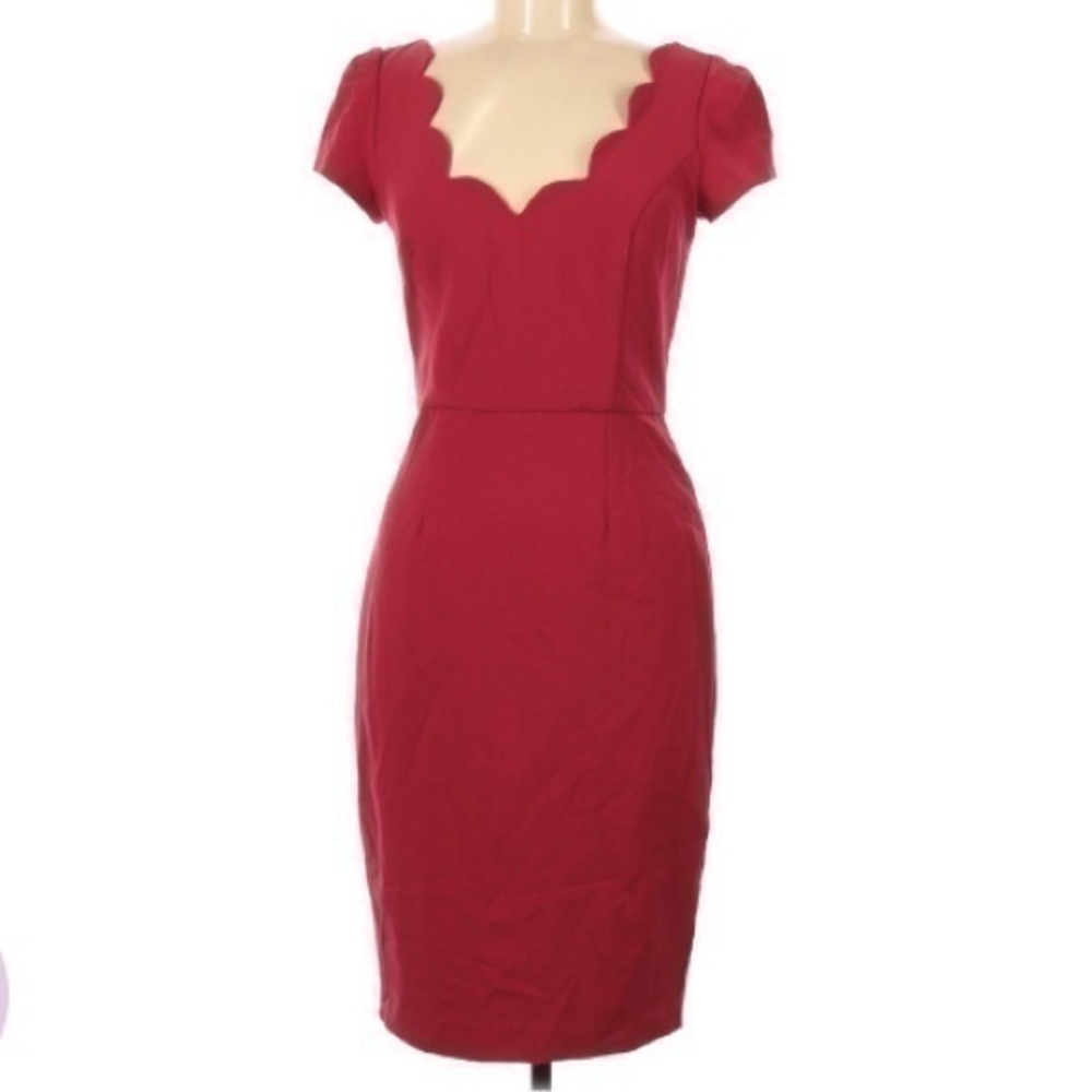 Ava & Aiden date/ valentines scalloped red sheath dress